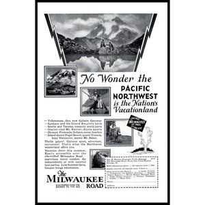 1929 Milwaukee Road Train Travel Vintage Print Ad Rockies Yellowstone Wall Art